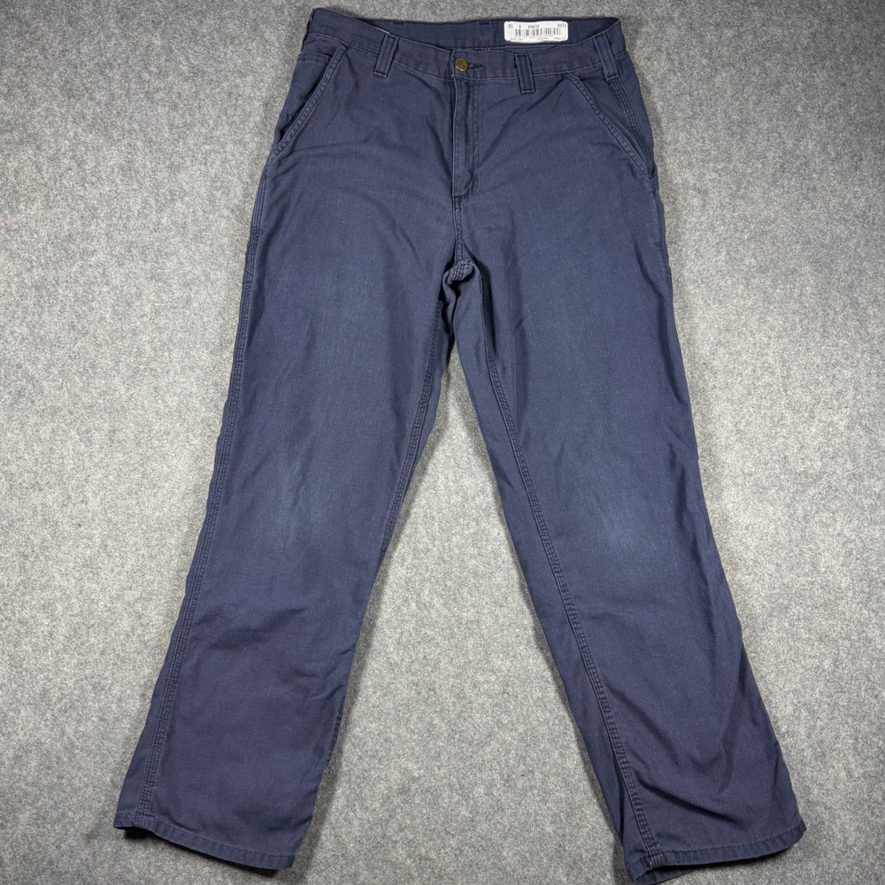 Carhartt Pants Mens 31x29 Navy Blue 383-20 Canvas Utility Work Dungaree Fit
